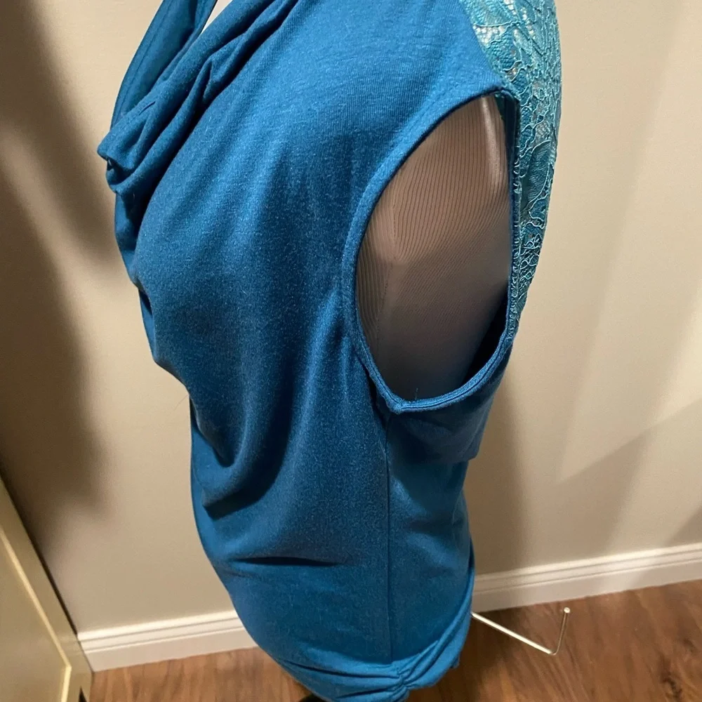 Elegant Blue Drape Neck Blouse